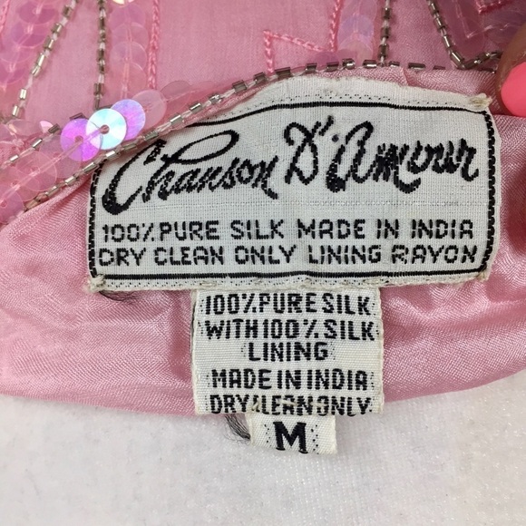 Vintage 80’s Silk Sequin Midi Shift Dress Long Sleeve Cocktail Dress - Picture 12 of 12